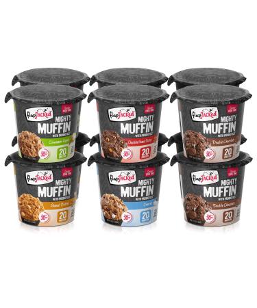 FlapJacked Mighty Muffins, Gluten-Free Variety| High Protein (20g) + Probiotics, 1.94 Ounce (Pack of 12)