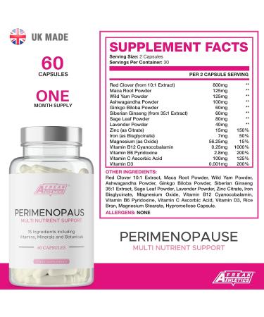 Perimenopause Support Supplements - 60 Capsules for Women's Wellbeing - Early Menopause Relief - 1 Month Supply - Buy Online on SooperMarket.com