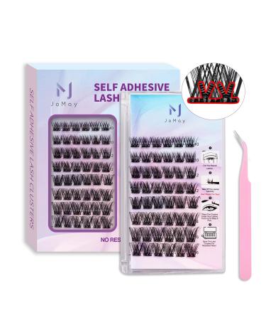 JoMay Self Adhesive Eyelashes Lash Clusters 48 PCS Self Adhesive Lashes D Curl Glueless Lashes 10-16 Mixed No Glue Needed Eyelashes X01 Press on Lashes Pre-Glued Eyelashes(X01-10-16MIX) 49 Piece Set Self Adhesive Lash X01