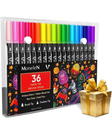 36 Dual Brush Coloring Markers Set for Adults Kids - Fine Tip Art Colored Pens for Coloring Books, Bullet Journaling, Drawing - Double Sided Color Marker Pen for School, Office, Sketching - Buy Online on SooperMarket.com