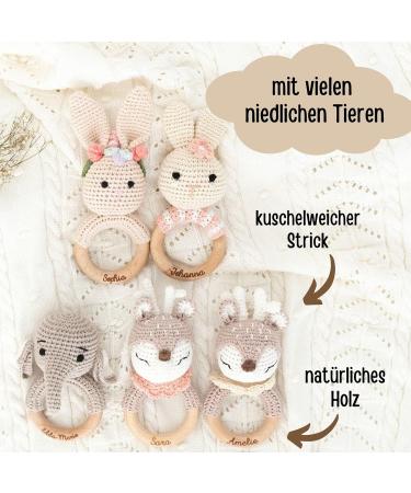 Personalized Baby Bite Ring - Engraved Elephant Teether - Unique Baptism Gift for Boys & Girls - Custom Baby Rattles from 0 Months - Buy Online on SooperMarket.com