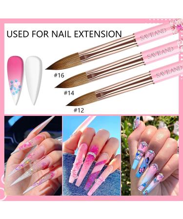 Saviland 6PCS Acrylic Nail Brush Set - Pink Gradient Brushes for Acrylic Application - Sizes 6/8/10/12/14/16 - Ideal for Beginners and Professionals - Buy Online on SooperMarket.com
