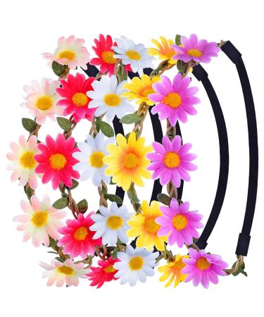 Multicolor Floral Headband with Adjustable Elastic Band 5 Pack