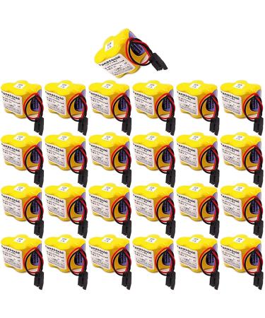WELLVEUS 25 Pack BR-2/3AGCT4A 6V Battery for Fanuc A98L-0031-0025 4400mAh (Black Connector)