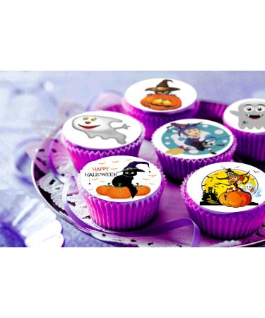 24 x Pre-Cut Halloween Mix 22 Edible Stand up Wafer/Rice Paper Cupcake Toppers Birthday Party Cake Decorations