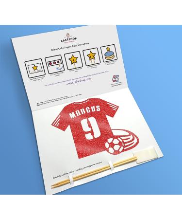 Cakeshop Cake Decoration Pack | Football Shirt Birthday Premium Double Sided Glitter Card Cake Topper & 25g Party Pack of Cake Sugar Sprinkles | Custom Name & Age Cake Decoration (Red) Non-Prime Glitter Card: Red - Buy Online on SooperMarket.com