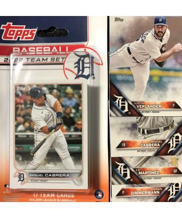 Detroit Tigers 2 Team Set Gift Lot Including a 2022 Factory Sealed Version and a 2016 Regular Issue 20 Card Team Set with Miguel Cabrera and Justin Verlander plus