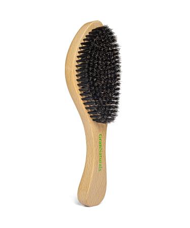GranNaturals Medium Wave Brush - Curved Boar Bristle Hair Brush for 360 Waves & Slick Back Hair Brush