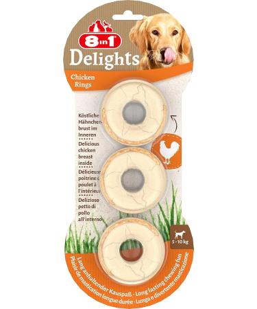 8in1 Delights Chicken Rings - Healthy Dog Kausnack Quality Chicken & Beef Skin 119g (3 Pieces) - International Shipping Available - Buy Online on SooperMarket.com