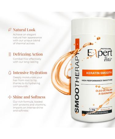 Expert Hair Keratin Smooth Botox - Anti-Frizz Treatment for All Hair Types (1kg/35.3 oz) | Natural Look & Thermo-Active Care - Buy Online on SooperMarket.com