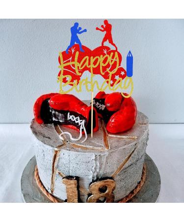 Arthsdite 1Pc Boxing Happy Birthday Cake Topper Boxing Gloves Cake Decorations Sports Birthday Theme Party Cake Decoration Supplies Boxing Cake Topper - Buy Online on SooperMarket.com