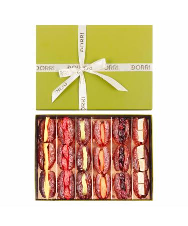 Dorri - Filled Medjool Dates with Dried Fruit 550g - Premium Organic Medjool Dates - Apricots Crystalised Ginger Cranberry Dried Kiwi Dried Mnago Dried Strawberry - Medjool Dates Gift Box