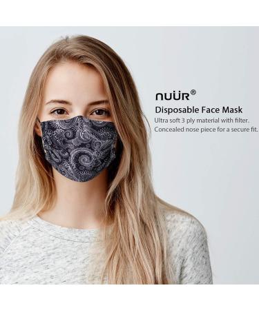 NU R 10pcs Paisley 3 Ply Disposable Face Mask Mask with Filter Layer and Elastic Earloop Retail Sealed Bags PAISLEY-012 - Buy Online on SooperMarket.com