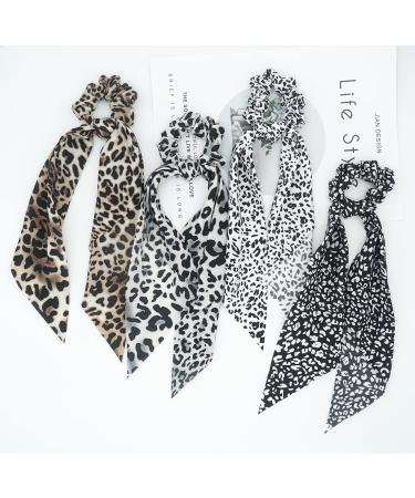 Funlovin 2-in-1 Scrunchies Scarf Hair Ribbon Ties - 6pcs Vintage Ponytail Scarves Scrunchie Set for Women - Buy Online on SooperMarket.com