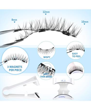 Magnetic Eyelashes without Eyeliner 12mm Magnetic Lashes Natural Look Reusable Magnetic Eyelashes Kit with Applicator Wispy False Eyelashes No Glue or Liner Needed by Geeneiya(2 Pairs) Magnetic-05CT - Buy Online on SooperMarket.com