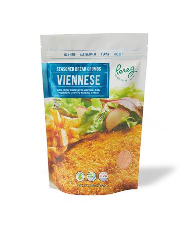 Pereg Bread Crumbs Viennese (12 Oz) - Crispy Crunchy Breadcrumbs for Coating & Stuffing - Coat Schnitzel, Vegetables, Fish, Meatballs - Kosher Certified - Resealable Packaging