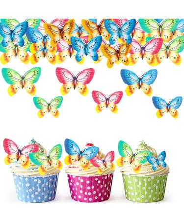 Alegre edible butterflies Tortendeko 40 pieces of tortendeco edible butterflies for cake butterfly cupcake topper wedding dining paper butterflies decoration cake for wedding birthday colorful butterflies