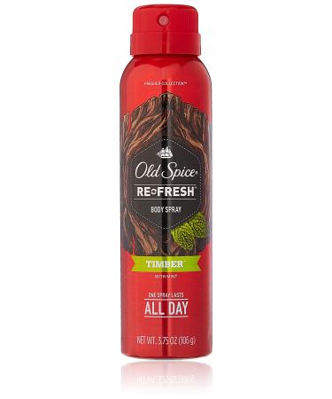 Old Spice Re Fresh Body Spray - Fresher Collection 3.75 OZ (Pack of 2) Timber with Mint 3.75 Ounce (Pack of 2)