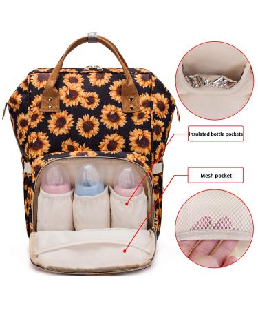 Sunflower Diaper Bag Backpack - Large Waterproof Maternity Baby Nappy Bag for Women - Buy Online on SooperMarket.com