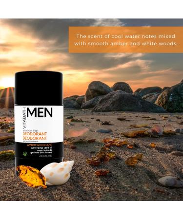 Vitabath Men's Amber Woodland Deodorant | Aluminum-Free All-Day Freshness & Moisturizing Hemp Oil | Cruelty-Free 2.5 oz - Buy Online on SooperMarket.com