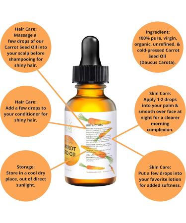 100% Organic Carrot Seed Oil | Cold Pressed & Unrefined - Skin Hair & Scalp Healing - 1 oz | International Shipping - Buy Online on SooperMarket.com