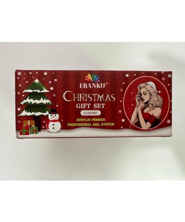 EBANKU Christmas Acrylic Powder Set - 6 Color Professional Nail Extension Kit for Long-Lasting Nail Art - No Lamp Needed | Perfect for Christmas Party - Buy Online on SooperMarket.com