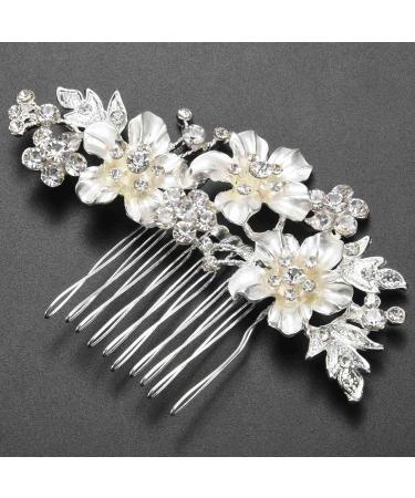 Plouluyt Wedding Bridal Hair Combs Vintage Imitation Crystal Hairpins Prom Jewelry Gold Silver Flower Pattern Hair Accessories Pins Women Silver - Buy Online on SooperMarket.com