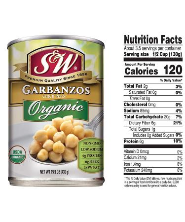 S&W Organic Garbanzo Beans - Chickpeas - 15.5 oz Can (Pack of 8) - Buy Now! - Buy Online on SooperMarket.com