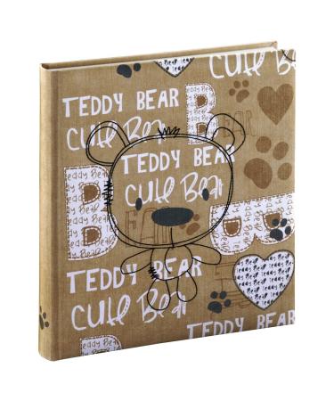 Hama baby album with fabric cover (photo album with 50 white pages and pergamine cutting sheets photo book for gluing album for 250 photos in the format 10x15 cm) Brown
