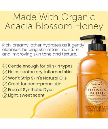 Perlier Sweet Honey Miel Shower & Bath Cream - 100% Organic Honey, Deep Moisturization - 16.9 oz - Buy Online on SooperMarket.com