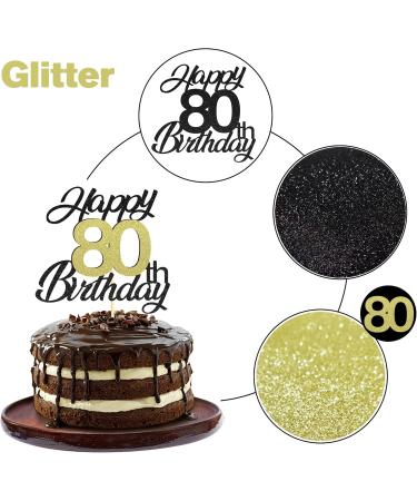 Shop Sumerk 80th Birthday Cake Attachments - Gold & Black Decorations | 1 Pack for Perfect Celebration - Buy Online on SooperMarket.com