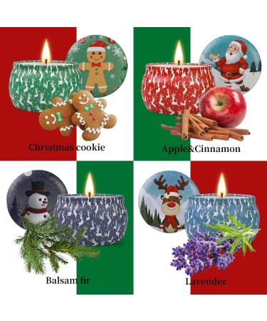 Christmas Fragrance Candles 4-Pack | Apple Cinnamon Gingerbread & Lavender Soy Wax Aromatherapy Gift Set for Women - Buy Online on SooperMarket.com