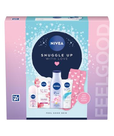 NIVEA Snuggle Up With Love Gift Set (5 Products) Women's Gift Set Includes Moisturising Cream Face Mask Anti-Perspirant Body Lotion + Fluffy Socks