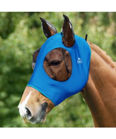 Harrison Howard Super Comfort Stretchy Fly Mask Large Eye Space with UV Protection Skin with Breatatability Protection with Early Protection Large light blue