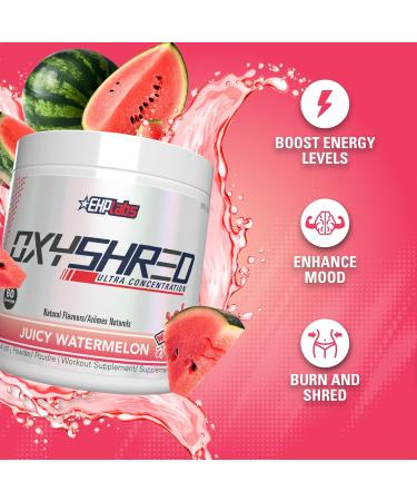 EHPlabs OxyShred Thermogenic Pre Workout Powder & Shredding Supplement - Preworkout for Men & Women Sugar Free Energy Powder with 150mg of Caffeine - Juicy Watermelon 60 Servings - Buy Online on SooperMarket.com
