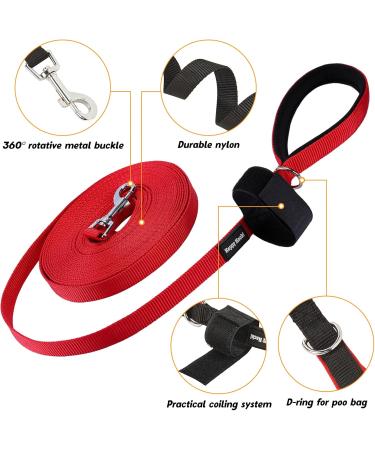 Pettom Drag Line for Dogs - 6m/10m/15m Robust Dog Leash with Padded Handle | Durable Nylon Training Line | Perfect for Cross-Country Practice - Buy Online on SooperMarket.com