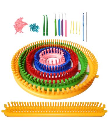 ALIMELT Round Knitting Loom Set Long Knitting Board Weave Loom Craft Yarn Kit DIY Tool Crochet Hooks Knitting Needles Hat Scarf Shawl Sweater Sock Blankets Knitter