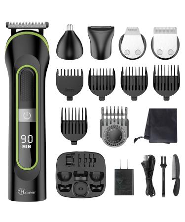 Hatteker Beard Trimmer for Men Hair Clipper Cordless Mustache Nose Trimmer Body Groomer Hair Cutting Kit Precision Trimmer USB Rechargeable Waterproof 5 in 1 (Black)