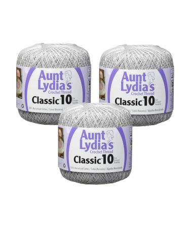 Aunt Lydia's Bulk Buy Crochet Cotton Classic Crochet Thread Size 10 (3-Pack) Silver 154-435