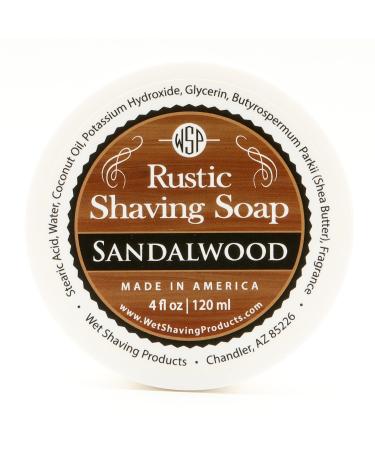 WSP Rustic Shaving Soap (Sandalwood) Artisan Made in America Using Vegan Natural Ingredients