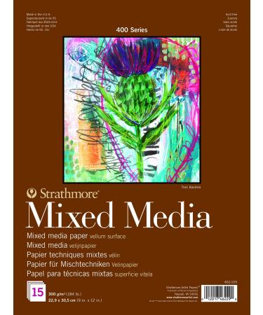 Strathmore Mixed Media Vellum Paper Pad 9"X12"-15 Sheets -62462109 White 9x12