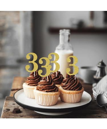Rsstarxi 36 Pack 3rd Birthday Cupcake Toppers Gold Glitter Age Three Number 3 Cupcake Picks Third Birthday Cake Decorations for Baby Shower Birthday Anniversary Party Decorations Gold Number 3 - Buy Online on SooperMarket.com