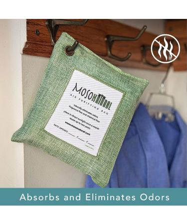 MOSO NATURAL Air Purifying Bag 200g (3 Pack) - Scent-Free Odor Eliminator for Cars, Closets, Bathrooms & Pet Areas - Premium Bamboo Charcoal Absorber (Green) - Buy Online on SooperMarket.com