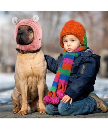 Frienda Quiet Ears for Dogs - Noise Protection Knitted Dog Ear Muffs | Pet Winter Hat for Medium to Large Dogs - Pink - Buy Online on SooperMarket.com