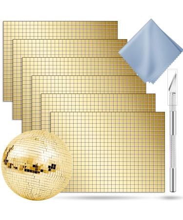 Biutityer 3600 Pieces Self-Adhesive Mirrors Mosaic Tiles Mini Mirrors Mosaic Tiles Sticker for Craft Square Glass Tiles Disco Glass Tiles Decorations Making  5 5mm(Gold)