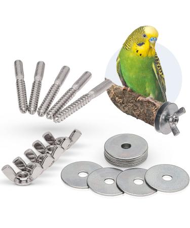 Pack of 5 stainless steel branch screws for DIY | Cage fastening of bird toys perches seat boards