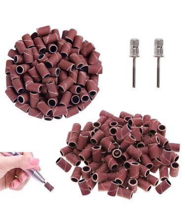 DHWEKU Nail Cutter Accessory Set Professional Manicure Pedicure Cutter Bits & Abrasive Sleeve Set for Nail Art 200 Pieces Sanding Sleeves with Nail Drill 180T/240 Nail Art Sanding