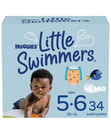 Swim Diapers Size 5-6, Huggies Little Swimmers Disposable Swimming Diapers, Large, 34 Ct