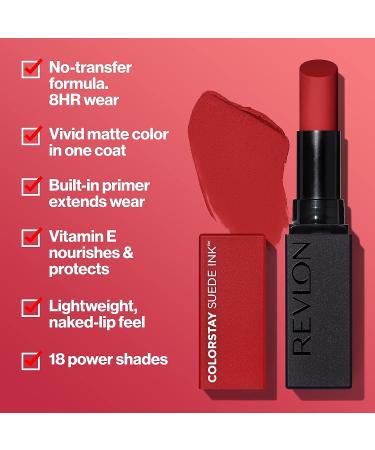 REVLON ColorStay Suede Ink Lipstick - Waterproof Matte Lip Color with Primer and Vitamin E - Smudgeproof Formula - 009 In Charge (Pack of 1) - Buy Online on SooperMarket.com