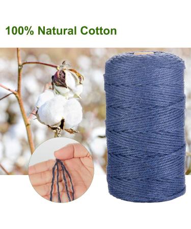 POZEAN Navy Blue Macrame Cord 3mm x 220 Yards - 100% Natural Cotton Rope for DIY Crafts, Wall Hanging, Plant Hangers - Christmas Wedding Decor Projects - Buy Online on SooperMarket.com